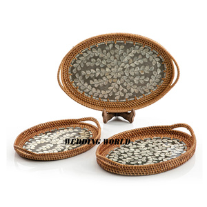 ชุดถาดหวายสำหรับเสิร์ฟสามชิ้นดีไซน์สร้างสรรค์ทำด้วยมือถาดหวายแบบคลาสสิก - Product Image 2