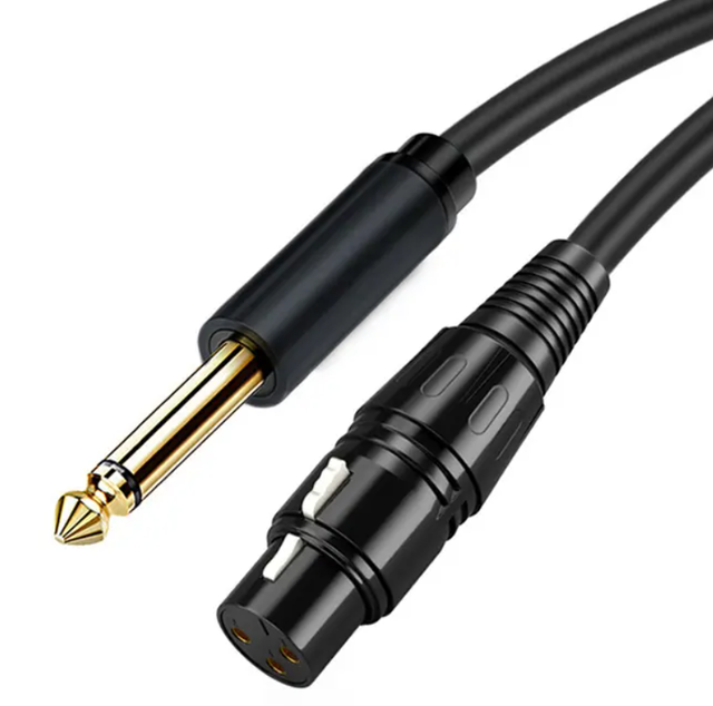 ZSWINNER OEM XLR Balanced 6.0mm TRS Stereo Audio Cable Bare Copper Combination Shielding Black PVC Jacket-1/4" Male-Female Stock