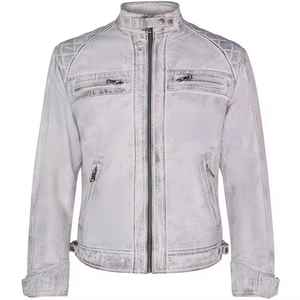 ODM OEM Custom Cowhide Genuine 100% <b>Leather</b> Windproof Cotton Nylon <b>Jacket</b> Zipper Closure <b>Men</b> <b>Leather</b> <b>Jacket</b> - Product Image 3