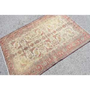 Tapis classique rouge beige 3,7x5,3 pieds Tapis turcs - Product Image 4