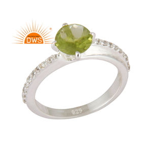 Última tendencia plata esterlina Topacio blanco Natural y peridoto piedra preciosa solitario anillo joyería personalizada para mujer regalo para ella - Product Image 1