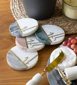 High Quality Marble <b>Green</b> & White Stone <b>Coasters</b> Mats & Pads for Home Office & Restaurant Office Use - Product Image 5