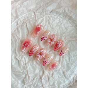 Faux ongles à presser motif floral édition limitée Pêche en fleurs Fizz - Product Image 1