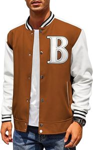 Veste universitaire légère en laine mélangée pour hommes, bombardier de baseball d'hiver avec décoration en fourrure de mouton, style Letterman tricoté - Product Image 4