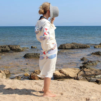 Usine vente plage turc serviette doux mousseline tissu peignoir et chapeau ensemble Options de taille pour piscine Spa Gym utiliser coton lavable