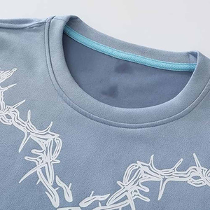 240g Protector solar de secado rápido de manga corta de piel de hielo Top Loose Fit Patrón sólido Camiseta de punto de longitud corta para hombres - Product Image 6