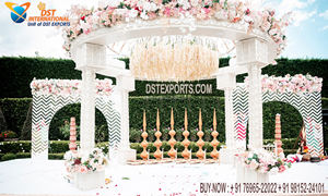 Thème jardin exclusif mariage Avni Mandap royaume-uni Grand mariage en plein air cérémonie de mariage en plein air Mandaps en plein air mariage Hindu vidthis sculpté Mandap - Product Image 4