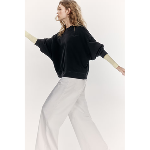 Sudadera de Jersey de algodón negro Premium personalizada para mujer sudaderas holgadas de tela transpirable para mujer OEM Bangladesh - Product Image 5