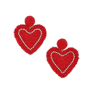 Boucles d'oreilles en perles de la fête des mères Boucles d'oreilles en perles en forme de coeur Bijoux de la fête des mères Broderie en forme de coeur par glowin fashion - Product Image 2