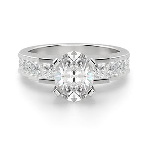Oval And Princess Cut Step <b>Set</b> Engagement <b>Ring</b> For <b>Women</b> - Product Image 1