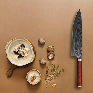 Vente en gros de commandes en gros personnalisées Service OEM ODM Couteau de chef en acier inoxydable à haute teneur en carbone avec manche en bois de Pakka rouge Utilisation en cuisine - Product Image 4