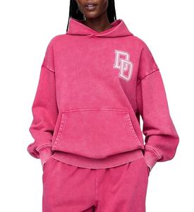 Conjunto de chándal con capucha y pantalones de chándal vintage lavado con ácido pesado de diseño personalizado para invierno de talla grande con técnica de diamantes de imitación - Product Image 5