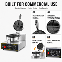 Machine à Gaufres Commerciale Ronde 1200W Personnalisable avec Logo, 110V/220V, Fer à Gaufres Belges pour Restaurant - Offre Spéciale