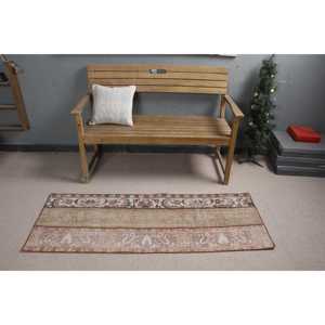 พรมตุรกีขนาด 1.9x5.3 ฟุต, พรมวินเทจแบบยาว, พรมสีน้ำตาลล้วน - Product Image 3