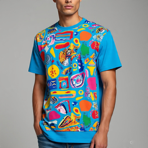 Ropa deportiva de manga corta impresa Boxy T Shirts Hombres Cuello redondo Casual Streetwear Boxy Shirt's Printed Tee Shirts Hombres - Product Image 2