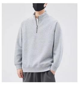 เสื้อสเวตเตอร์บุขนแกะแนวทันสมัยของผู้ชายสำหรับฤดูหนาวแบบใหม่เสื้อสวมหัวแขนยาวผ้าคอตตอนผ้าฟลีซชั้นในทรงหลวมรูดซิปแบบใหม่ - Product Image 4