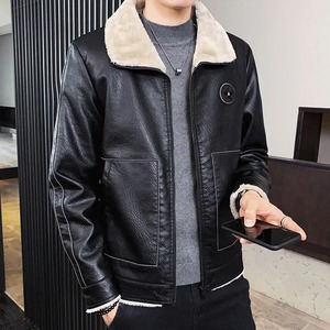New Fashion Men's Winter Bomber Jackets <b>Slim</b> Fit with Leather Fur Collar Warm Fleece and Canvas High Street Style - Product Image 2
