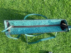 Sac fourre-tout multifonctionnel en cuir de luxe repoussé à la main Sac à main en cuir véritable pour dame Sac à bandoulière floral turquoise - Product Image 5