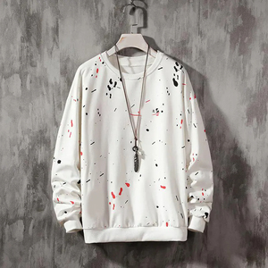 เสื้อสเวตเตอร์ผ้าฝ้าย100% สำหรับผู้ชายเสื้อคอกลมสีพื้นมีลวดลายตามสั่งสำหรับฤดูหนาวสินค้าใหม่ - Product Image 2