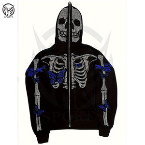 Sweat à capuche zippé avec strass pour hommes, 100% coton molletonné, couleurs et tailles personnalisées de haute qualité, meilleur fabricant pour l'hiver - Product Image 3