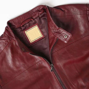 Veste en cuir de motocyclette à col montant et fermeture éclair à l'avant Tarif de gros imperméable Veste en cuir pour hommes Service OEM - Product Image 6
