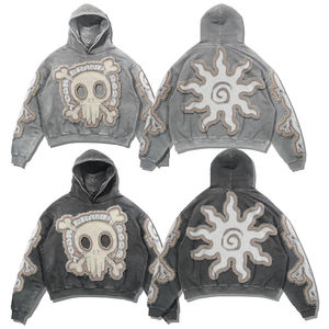 เสื้อฮู้ดสวมหัวผ้าฝ้ายสไตล์วินเทจผ้าเทอร์รี่ฝรั่งเศส100% ปักลาย3D ไม่ซ้ำใครสำหรับฤดูหนาว - Product Image 1