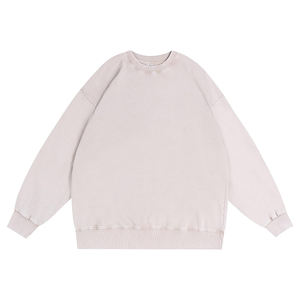 Haute qualité Vintage hommes coton pull sweat lavé à l'acide col rond français éponge sweat impression personnalisée en gros - Product Image 2