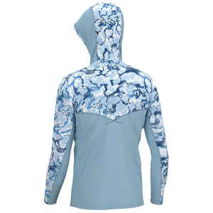 Sudadera con capucha de pesca de fibra de bambú con patrón en blanco deportivo ligero Upf 50 + Uv Soft Quick Dry Performance Sudadera CON CAPUCHA DE PESCA OEM con servicio - Product Image 3