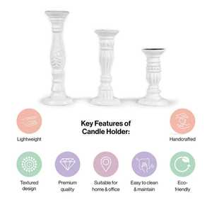 Ensemble de 3 bougeoirs en bois faits à la main |   Support de bougie pilier pour décoration rustique de la maison, porte-bougie trio en bois naturel - Product Image 3