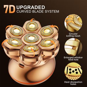 Rasoir rotatif pour hommes, rasoirs électriques dorés avec étanchéité IPX7, design ergonomique, recharge USB, pour le rasage du corps des hommes chauves - Product Image 6