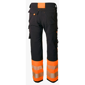 Men High Visibility CE Certified Breathable Workwear Cargo <b>Pants</b> with Reflective Tape Needle Detection <b>Black</b> & Orange Polyester - Product Image 2