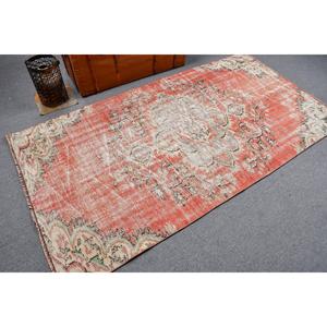 Tapis turc de 3,9 x 7,4 pieds, tapis oriental vintage rouge - Product Image 2