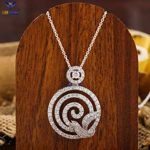 1.135 TDW Round Cut <b>Diamond</b> Pendant With Chain 925 Silver Non Certified <b>Diamond</b> Cvd/Hpht <b>Diamond</b> Lab Stone - Product Image 1