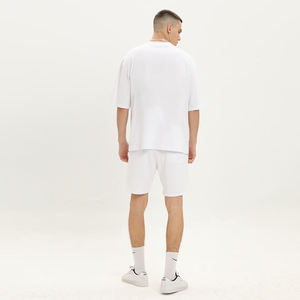 Conjunto de camisa y pantalones cortos para hombre de dos piezas de malla informal de talla grande de diseñador personalizado 100% ropa de verano de algodón - Product Image 3