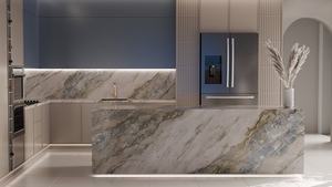Apatit Printed Quartz Slab Kitchen Countertop <b>Vanity</b> Top 2cm 3cm Polished Prefabricated Stone For Construction Use - Product Image 2