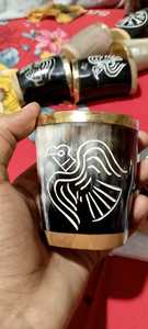 Polished Buffalo Horn Drinking Glass Christmas Beverage <b>Set</b>-Waterproof Horn Cup for <b>Wine</b> Coffee Beer India - Product Image 3