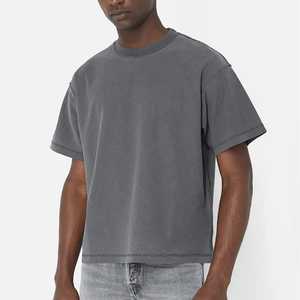 เสื้อยืดโอเวอร์ไซส์ของผู้ชายรุ่นครอปผ้าฝ้ายฟอกลายสกรีนแบบกำหนดเอง100% - Product Image 2