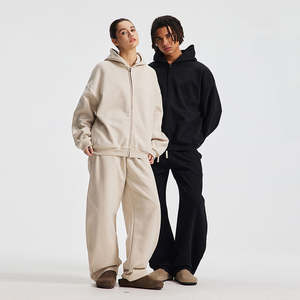 Full Zip Oversized Hooded Jacket Unisex Heavy Fleece Winter <b>Streetwear</b> Loose Fit Warm Casual 430g Sweatshirt Trend Design - Product Image 4