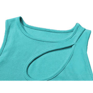 OEM ODM logotipo personalizado al por mayor de moda de alta calidad señoras camiseta sin mangas en blanco transpirable almohadillas extraíbles correas cruzadas mujeres camiseta sin mangas - Product Image 4