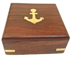 Montre de poche en laiton antique avec cadran Victoria London Style vintage présentée dans une boîte en bois ancre Mouvement à quartz - Product Image 4