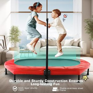 IRIS RT-003 Mini Trampoline Intérieur Pliable Double Face pour Enfants Adultes Poignée Réglable à 5 Niveaux Capacité de 220 Lbs Mousse PP - Product Image 2