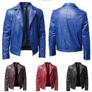Chaquetas de Cuero PU de Alta Calidad para Hombre, Primavera-Otoño, Cuello Alto Sólido, Personalizadas, de Buena Calidad, Chaqueta Moderna para Hombre - Product Image 3