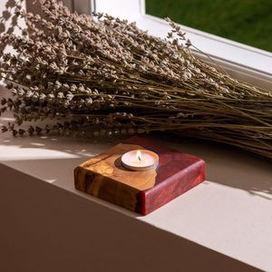 Porte-bougie en bois et résine époxy fait main, très apprécié, pour la décoration moderne de la maison, les célébrations de Diwali et de Noël, meilleur prix - Product Image 2