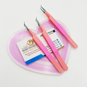 Pinzas para extensiones de pestañas de acero inoxidable de 45 grados de aislamiento Agarre fino con azulejo de pestañas en forma de corazón - Product Image 2