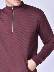 เสื้อสเวตเตอร์แขนยาวมีฮู้ดสำหรับผู้ชายเสื้อสเวตเชิ้ตปักลาย100% สีพื้นมีซิปครึ่งตัวสำหรับฤดูหนาวงานตามสั่ง - Product Image 6