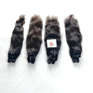 Extensiones de cabello humano sin cutícula alineada, paquete de color natural 100% recto, procesamiento químico, fabricación Temple Indian - Product Image 2