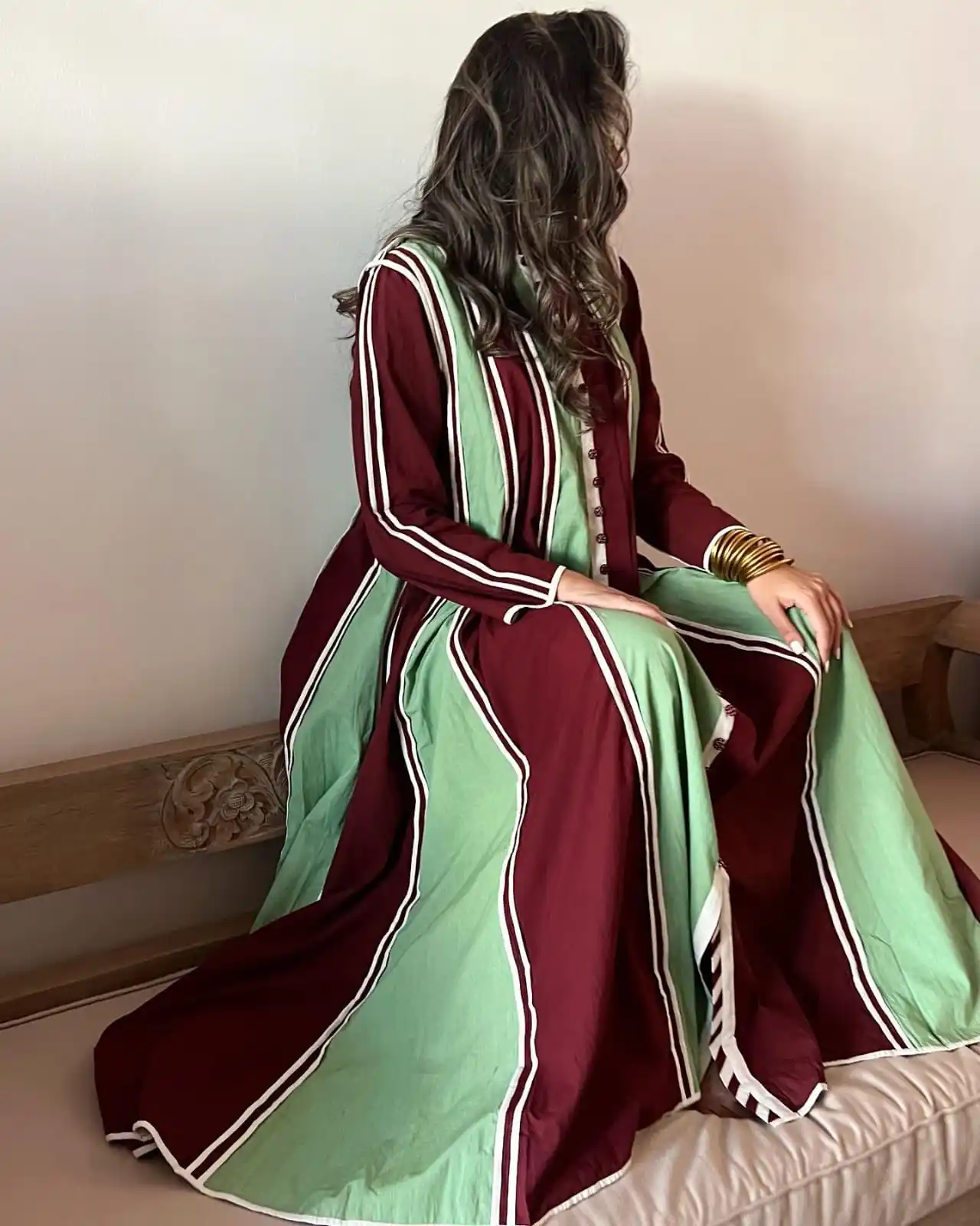 Gaun Maxi panjang Abaya gaya wanita katun buatan tangan India Kaftan Dubai
