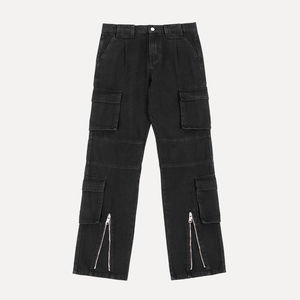 Pantalons de survêtement d'hiver en toile légère pour hommes, logo personnalisé en gros, pantalons de jogging décontractés en coton personnalisés avec un design multi-zippé - Product Image 1