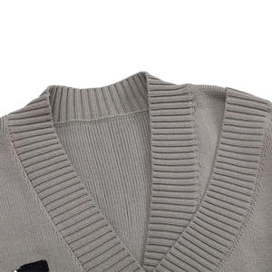V Neck Sweater Men <b>Thick</b> Oversize Solid Colour Men Blank Long Sleeve Knit Button up <b>Cardigan</b> Mens Sweater - Product Image 2