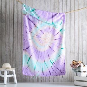 Serviette de plage turque 85x165 cm en gros - Tie-dye spirale pastel multicolore 100% coton turc, fournisseur OEM pour hôtels, piscines et spas - Product Image 4